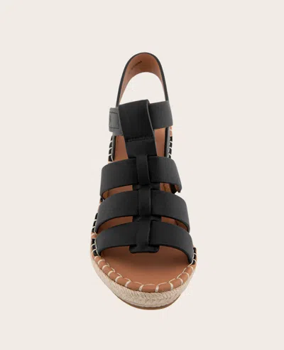 Gentle Souls - Capelin Leather Espadrille Wedge In Black Leather