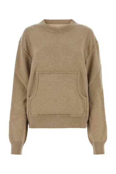 Maison Margiela Woman Melange Cappuccino Wool Blend Sweater