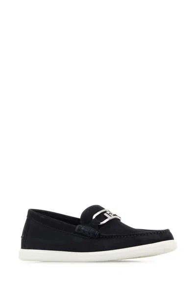 Fendi Midnight Suede O Lock Light Loafers