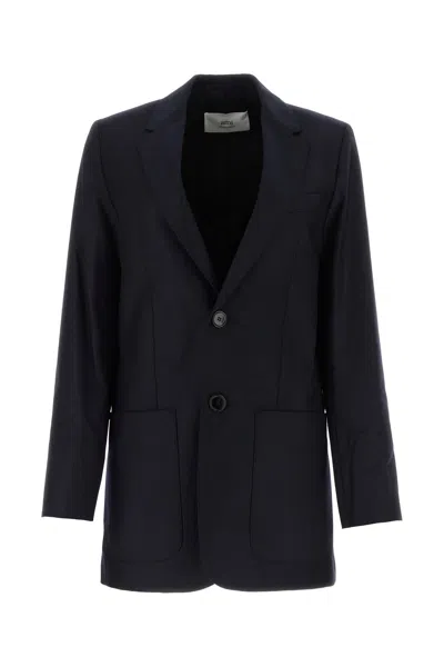 Ami Alexandre Mattiussi Wool Blazer With Back Slit And Front Pockets
