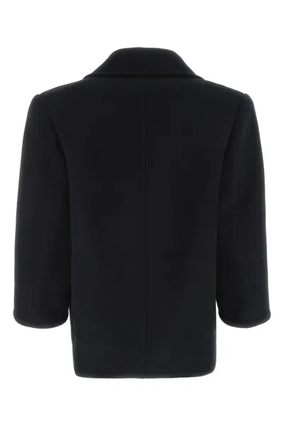 Saint Laurent Cappotto Oversize In Lana Blu Navy Donna In Blue