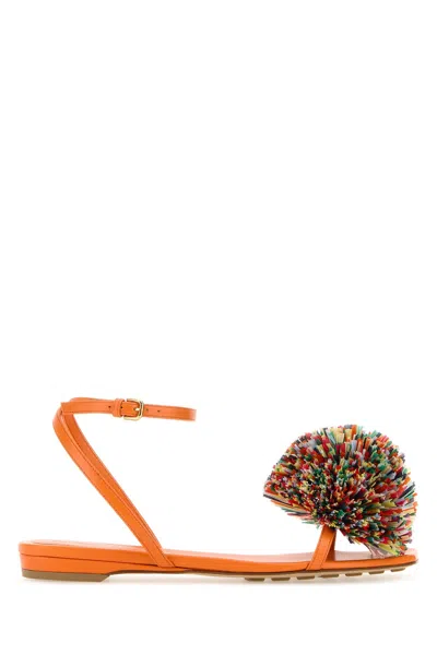 BOTTEGA VENETA ORANGE LEATHER ADAM SANDALS 