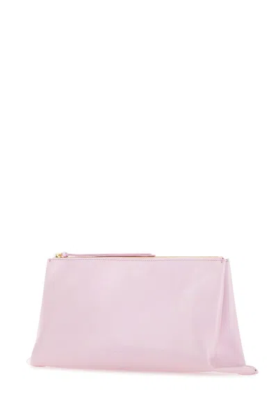 Jil Sander Pastel Pink Leather Medium Clutch