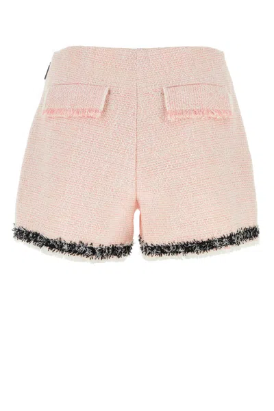 Msgm High-waist Frayed-edge Tweed Mini Shorts