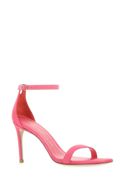 Stuart Weitzman Suede Curve 85 Sandals With Italian Heel