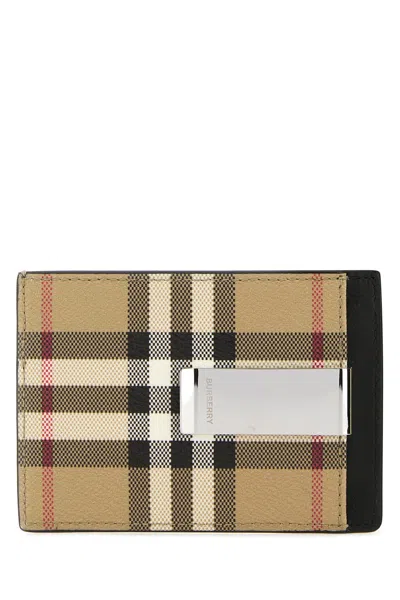 Burberry Canvas Cardholder With Checkered Pattern And Contrast Trim