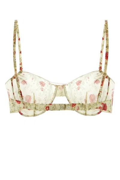 Prada Floral Print Lace-trimmed Bra