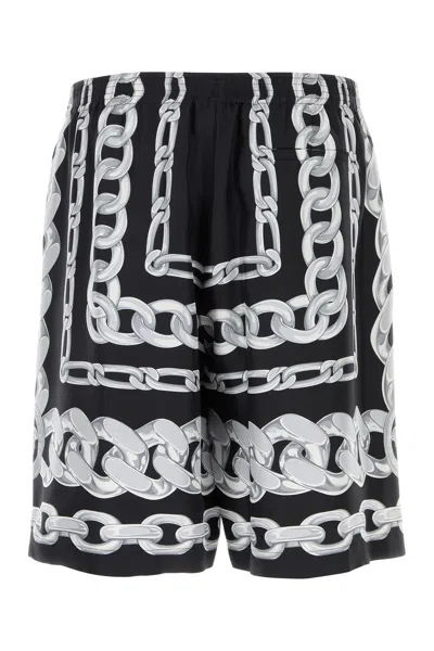 Versace Men Medusa Chains Silk Shorts In Black