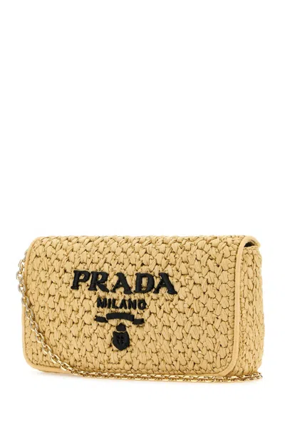 Prada Raffia Crossbody Bag Chain Strap