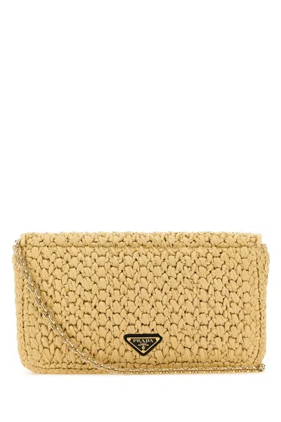 Prada Raffia Crossbody Bag Chain Strap