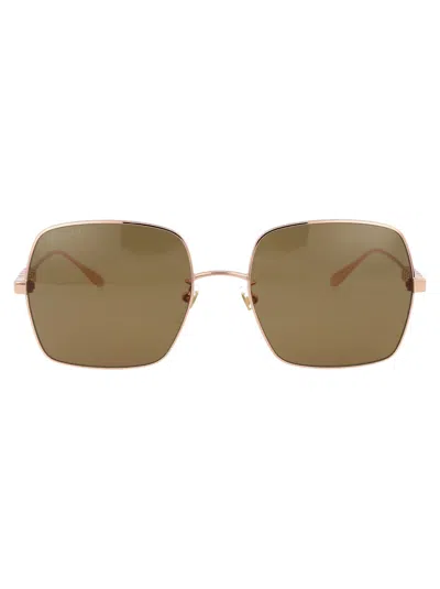 Gucci Gold Acetate Sunglasses In Brown