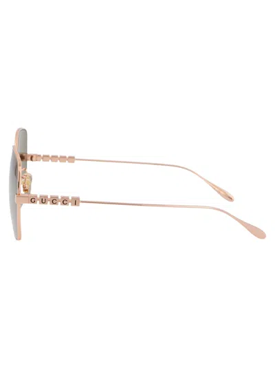 Gucci Gold Acetate Sunglasses In Brown