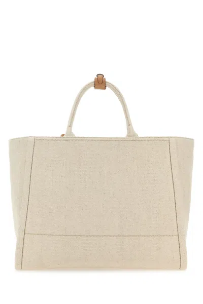 Prada Women's Sand Canvas Shopping Bag