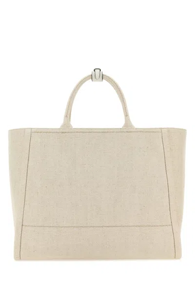 Prada Sand Canvas Shopping Bag
