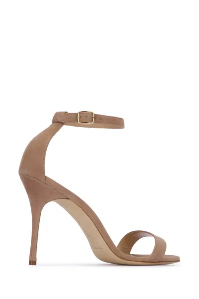 Manolo Blahnik Chaos Suede Sandals With Open Toe And Stiletto Heel