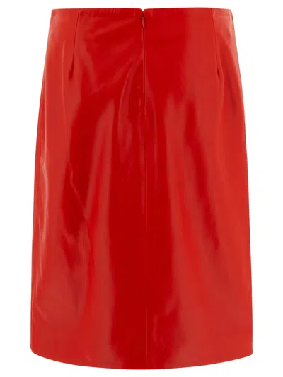 Loulou Studio Asymmetrical Red Lambskin Skirt