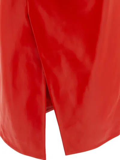 Loulou Studio Asymmetrical Red Lambskin Skirt