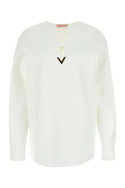 Valentino Garavani White Cotton Blend Blouse