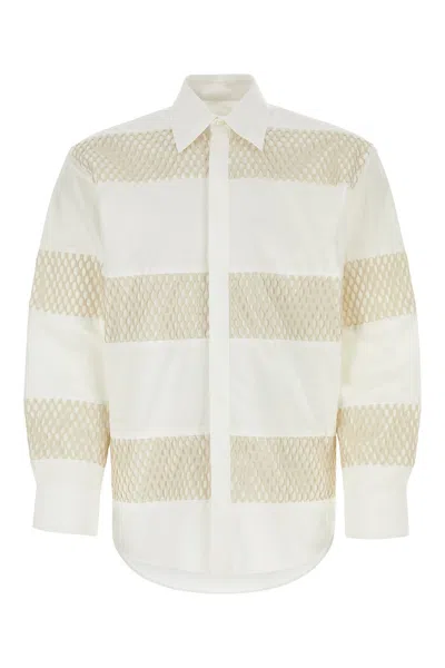 Msgm Cotton Shirt With Sheer Panels And Button Cuffs