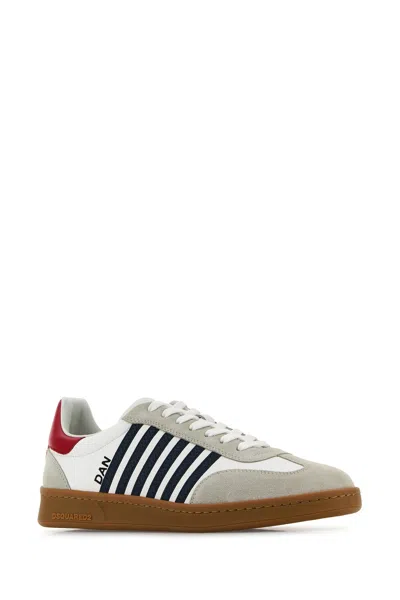 Dsquared2 Dsquared White Leather Boxer Sneakers In Multi