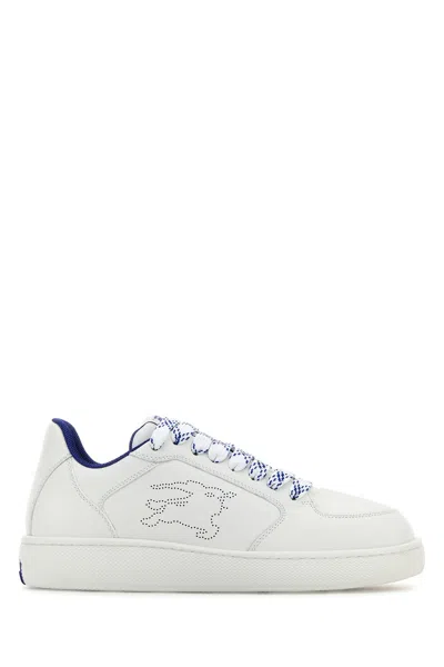Burberry Calf Leather Sneakers With Contrasting Sole And Woven Laces