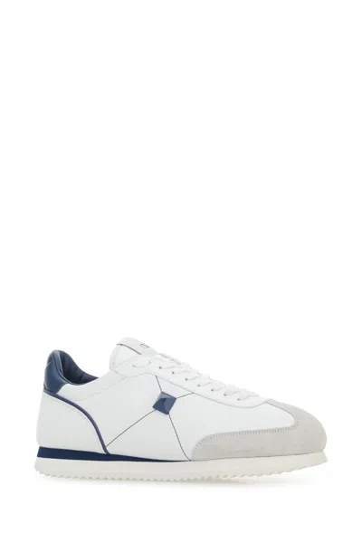 Valentino White Leather Stud Around Sneakers