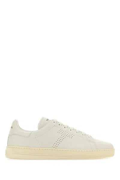 Tom Ford Leather Warwick Sneakers Rubber Sole Perforated Detailing