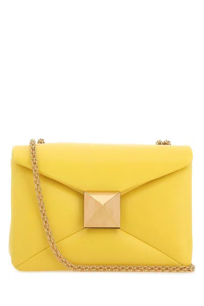 Valentino Yellow Nappa Leather One Stud Shoulder Bag