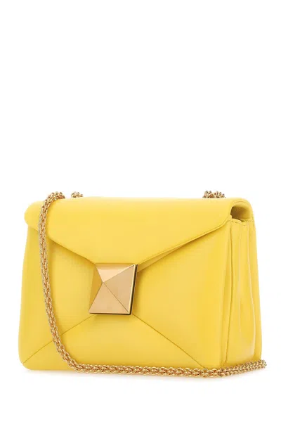 Valentino Yellow Nappa Leather One Stud Shoulder Bag