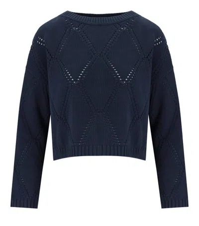 Max Mara Abbozzi Blue Crewneck Sweater In Blue