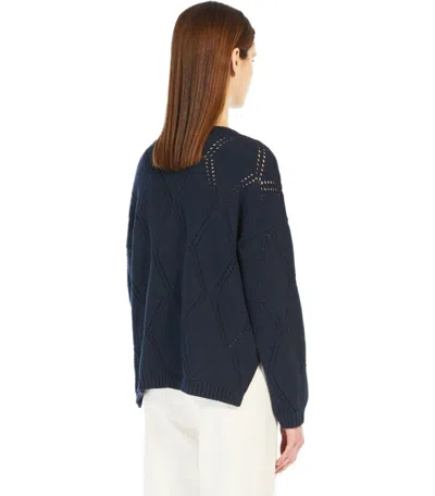 Max Mara Abbozzi Blue Crewneck Sweater In Blue