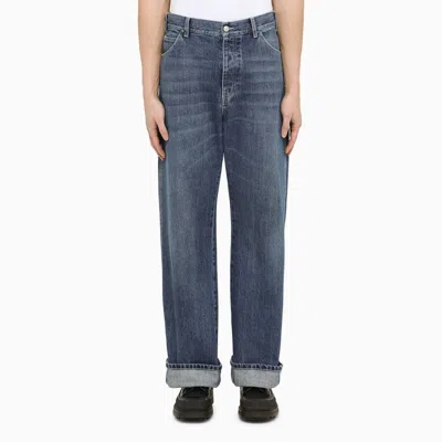 Alexander Mcqueen Alexander Mc Queen Loose Blue Cotton Jeans In Blue