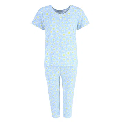 Elegant Emily Women's Tiny Daisy Capri Pajama Set In White