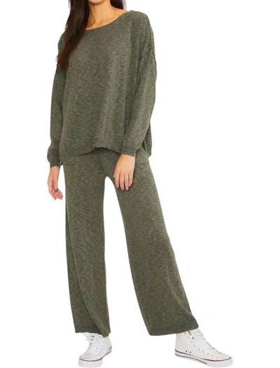Wasabi + Mint Sweater Top And Pants In Dark Olive In Green