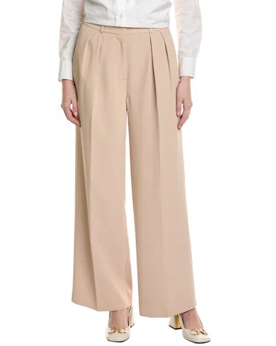 Kenneth Cole Pleated Wide Leg Pant In Brown