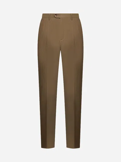 Etro Men Beige Wool One-pleat Trousers