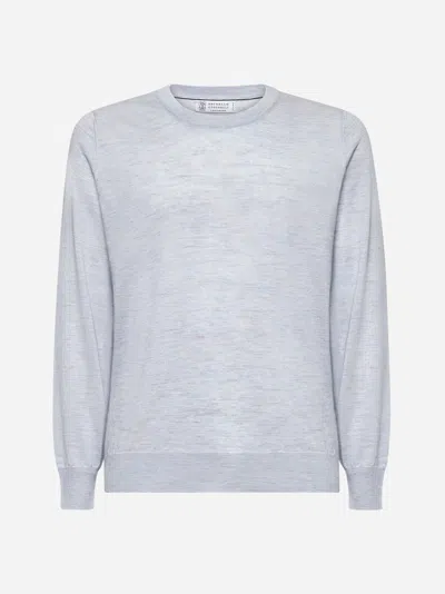 Brunello Cucinelli Light Grey Virgin Wool And Cashmere Jumper