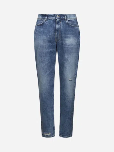 Givenchy Washed Denim Tapered Leg Jeans With Contrast Stitching