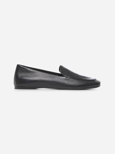 Khaite Black Nappa Leather Monroe Loafers