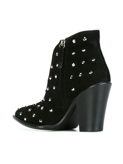 Shop Giuseppe Zanotti Design Stud Embellished Ankle Boots - Black