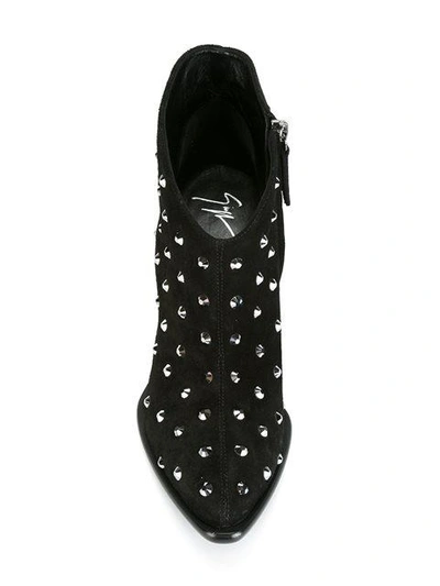 Shop Giuseppe Zanotti Design Stud Embellished Ankle Boots - Black