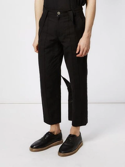 Shop Aganovich Strap Detail Trousers - Black