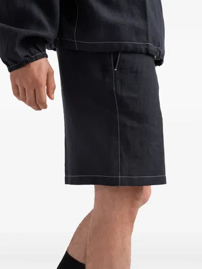 Prada Triangle-logo Poplin Bermuda Shorts In Black
