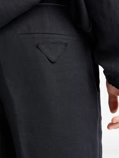 Prada Triangle-logo Poplin Bermuda Shorts In Black