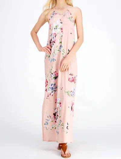 Entro Floral Halter Maxi Dress In Blush In Gold