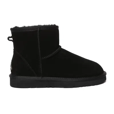 Everau Australia Women Ostrich Leather Short Boots In Black
