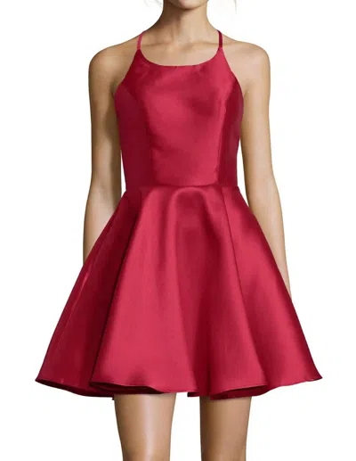 Alyce Paris Fitted Halter Cocktail Dress In Burgundy In White