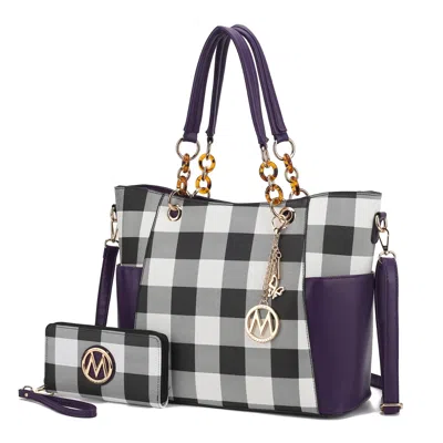 Mkf Collection By Mia K Bonita Checker Tote Handbag For Women's In Purple