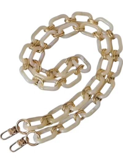 Designed For Joy Acrylic Chain Handbag Strap In Cream/gold In Multi