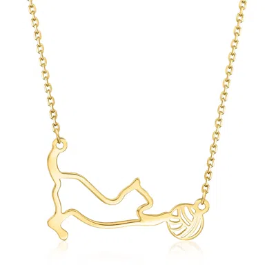 Ross-simons Italian 14kt Yellow Gold Cat With Yarn Necklace In Multi